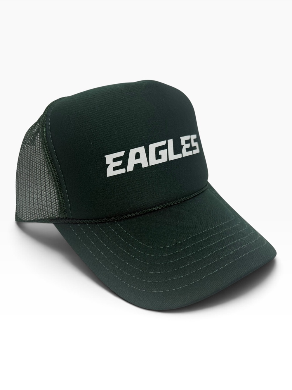 NEW VINTAGE STYLE NEW SPORTS SCRIPT PHILADELPHIA EAGLES HUNTER 
GREEN TRUCKER